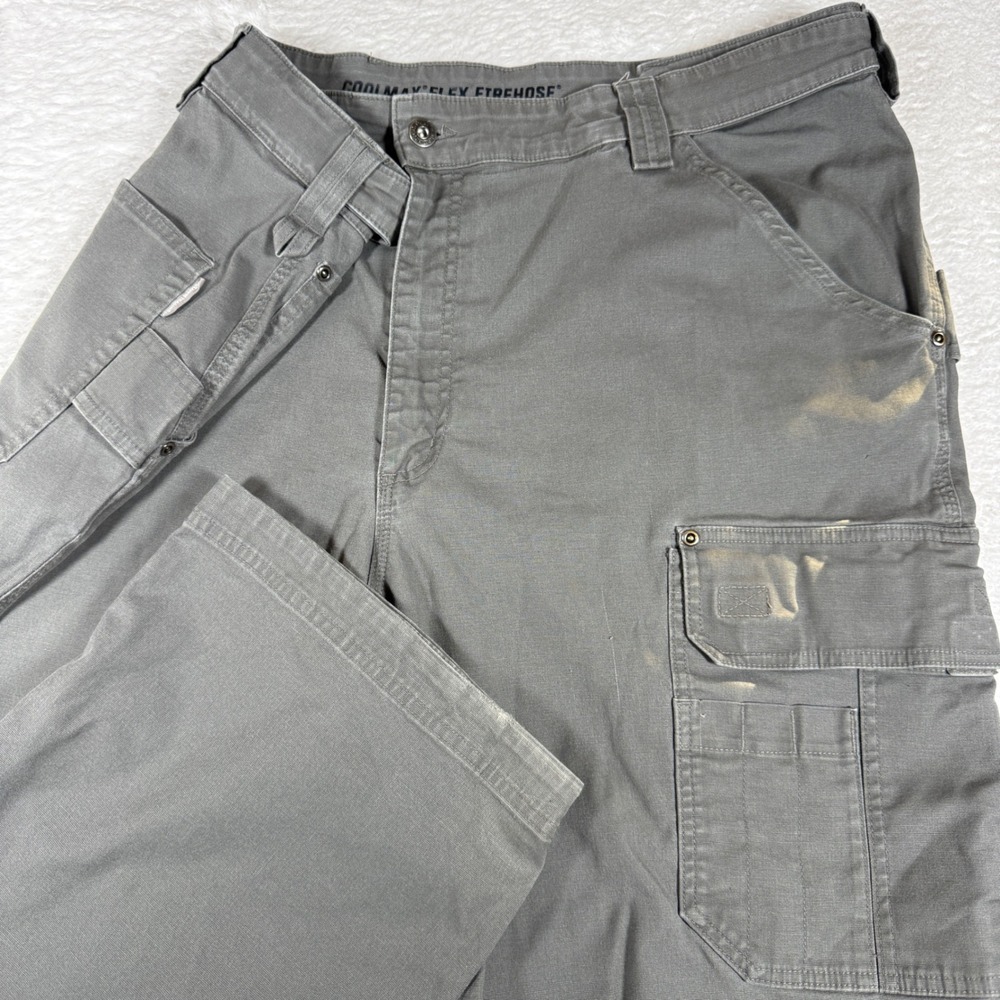 Duluth Trading Co CoolMax Flex Fire Hose Mens 46x30 Grey Stretch Cargo Pants